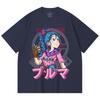230 г/м² 100% хлопок Dragon Ball V17 Принт Бульмы Унисекс Тяжелая хлопковая футболка