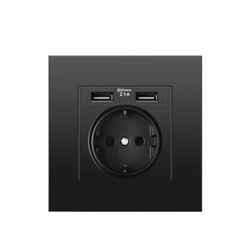 DepoGuye Black EU Standard Type C 220V USB Plug Wall Socket, Socket with USB for Home,wall Mounted 16A Power Outlet 86mm*86mm