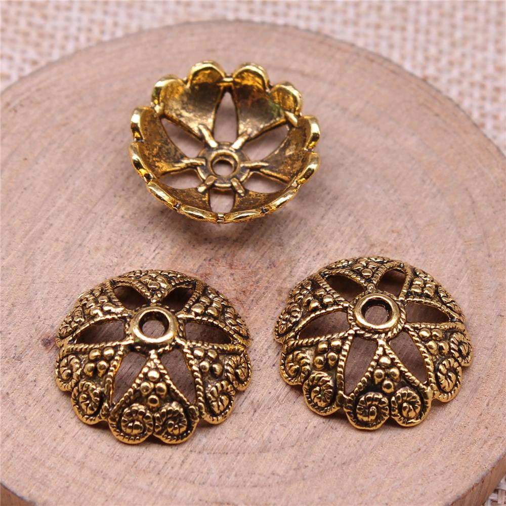 10шт шапочки для бусин, подвески, украшения своими руками, цвет античное золото, 19х19х6мм