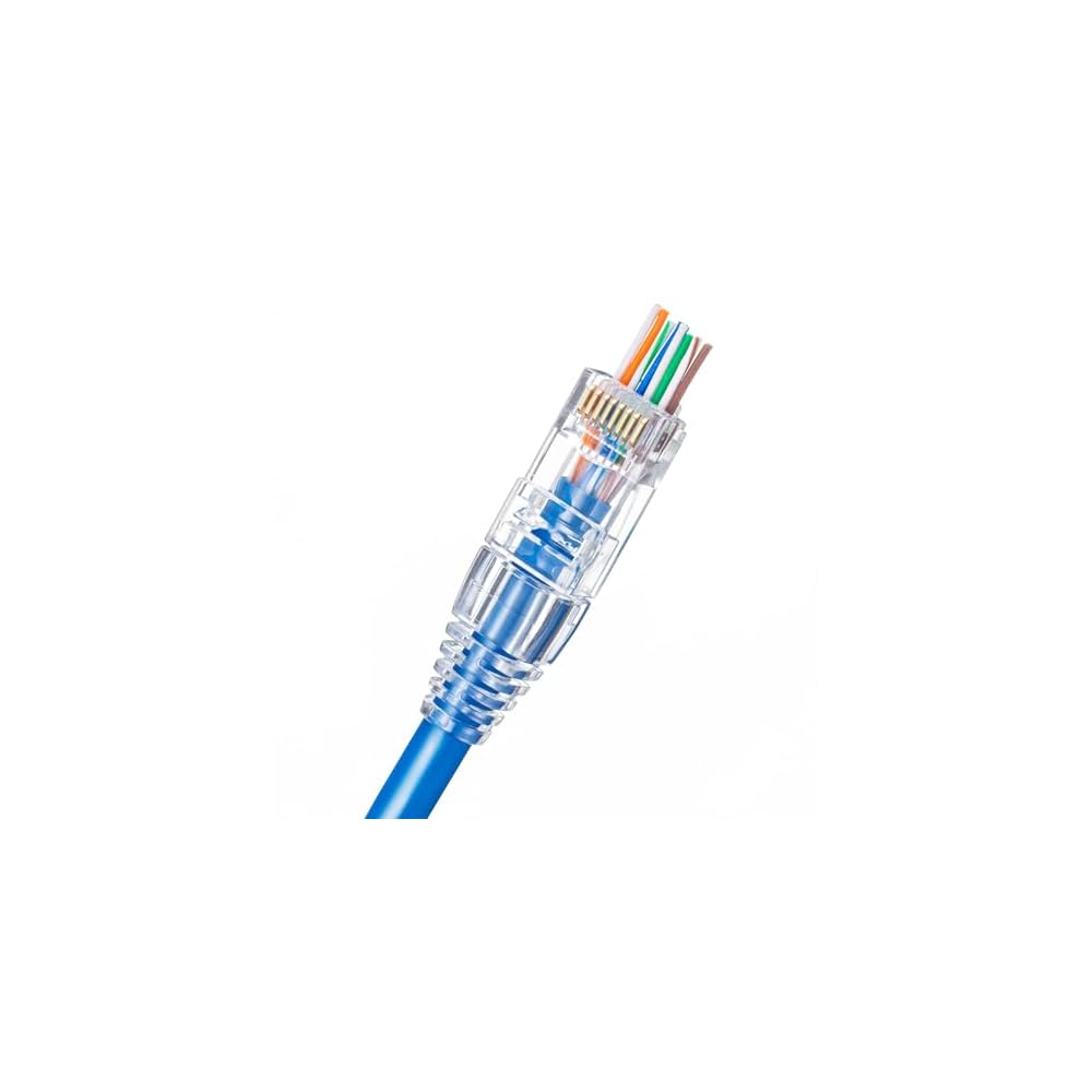 Sanwa Supply RJ-45 Connectors Category 6A, Through-Type, L-Latch, with Boot, 100-Pack.