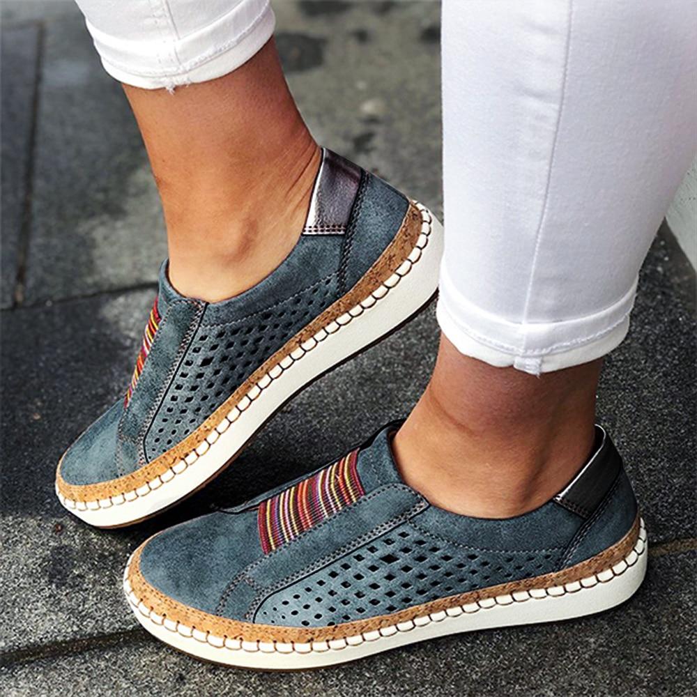 Женские кроссовки Slip on, неглубокие мокасины, вулканизированная обувь, дышащая, открытая, повседневная женская обувь, женские туфли больших размеров