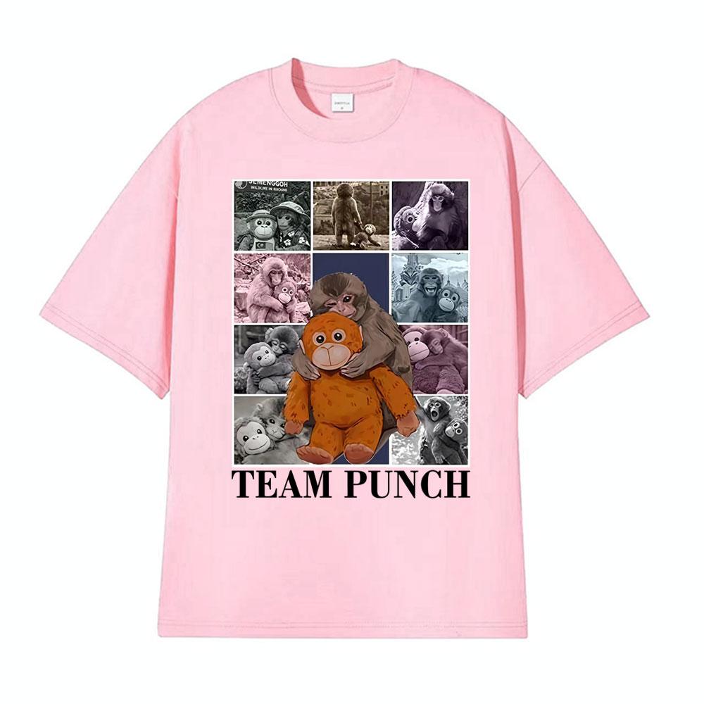 Baby Cute Monkey Punch Graphic Funny T Shirts Unisex Harajuku Summer Short Sleeve T Shirt Men Cotton Crewneck Tshirt Streetwear