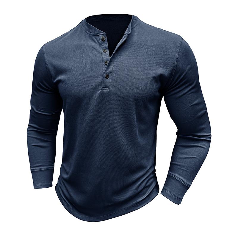 Men S American Style Long Sleeve Henley T Shirt Casual Fall Base Top