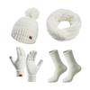 4 Pcs/Set Women Winter Hat Scarf Gloves Socks Set Thick Plush Knitted Warm Cap Gloves Elastic Ear Windpr
