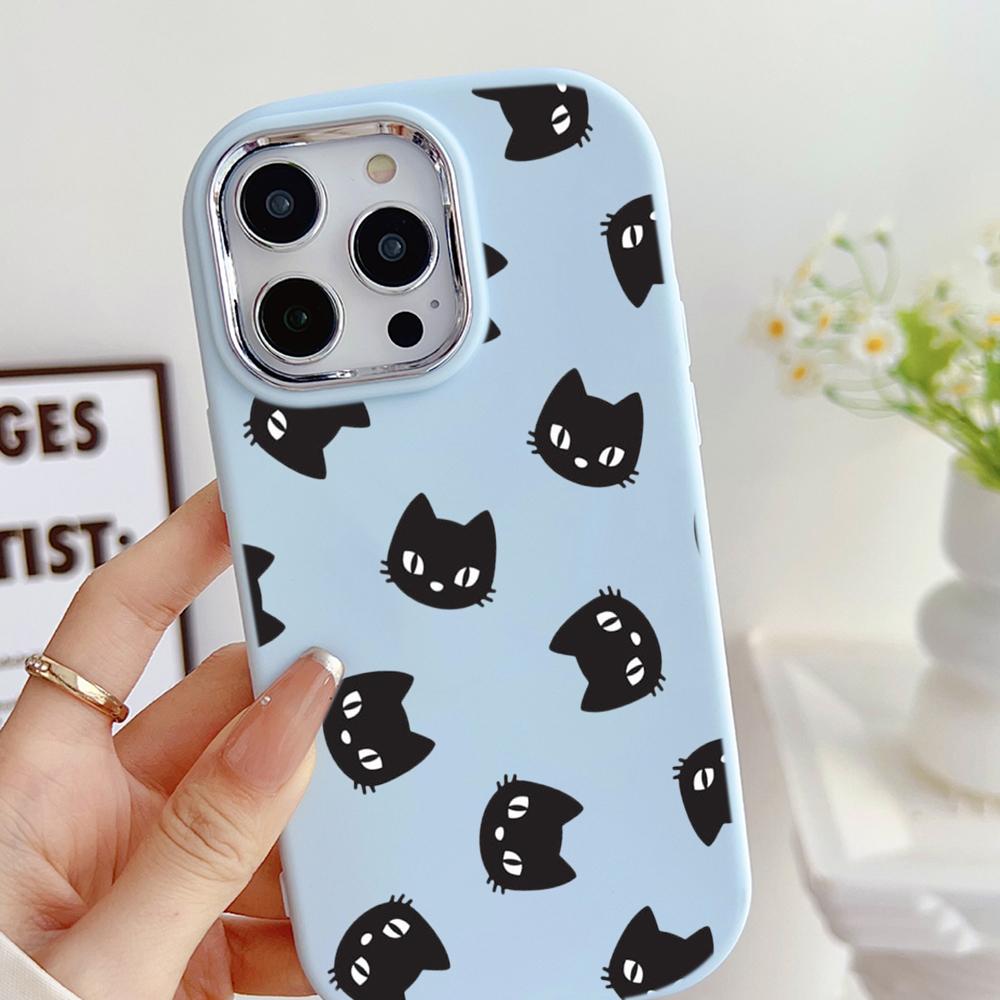 LZ8 Cartoon Cat Cute Art Soft Phone Case for Samsung S24 Ultra S23 Plus S21 FE A16 A54 A34 A52 A06 Infinix Hot 40 30i Lens Protection Shockproof Cover