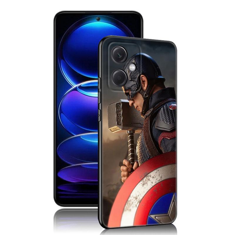 Капитан Америка черный силиконовый чехол для телефона Xiaomi Redmi Note 10 11 11S 12 13 4G 8 9 11T Pro 5G Plus 8T 9S 10S 12S