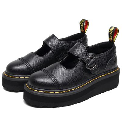 Легкие туфли Мэри Джейн с толстой подошвой и Т-образным ремешком, женские туфли из кожи первого слоя, ботинки Мартин с тиснением под личи, модные студенческие маффины