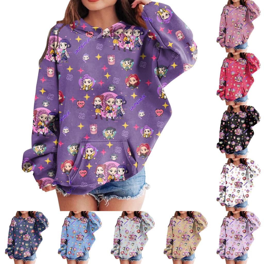 Sweatshirts For Teen Girls Hoodies Long Sleeve Drawstring Pullover Cute Printed Hoodie Top