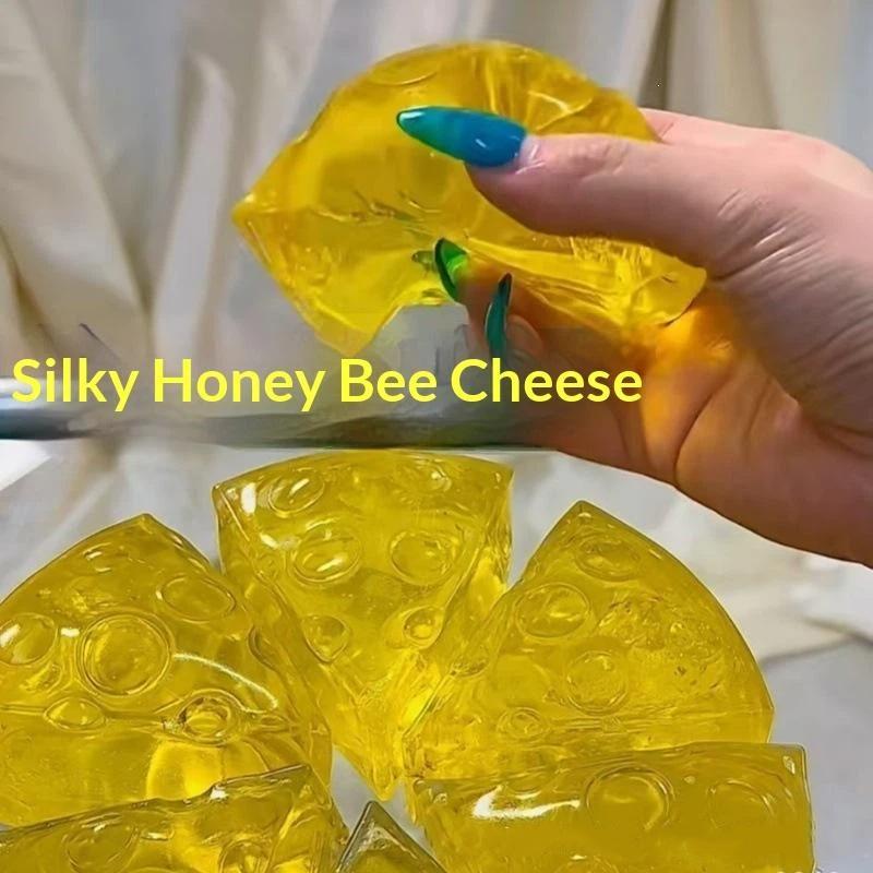 Soft Mochi Honey Cheese Squishy Fidget Toy Square Squeeze 1PC for Adults Office Desk Anxiety Relief Decor