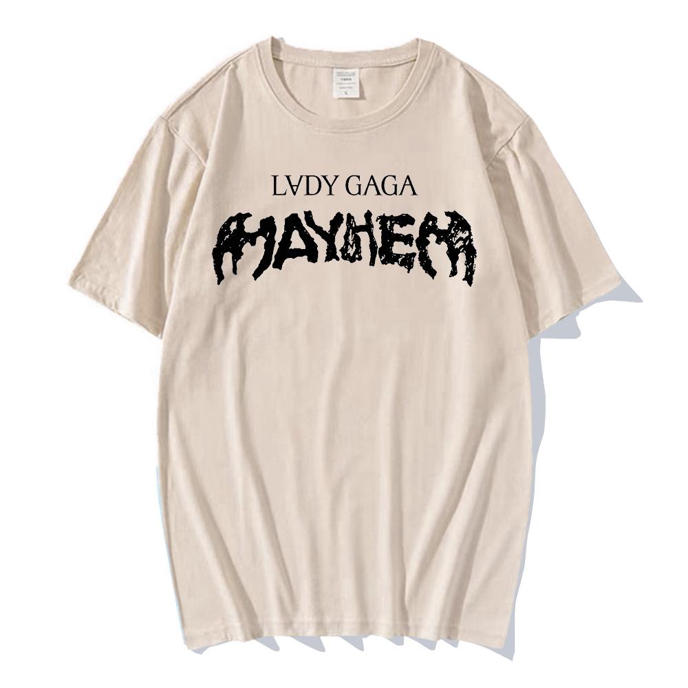 Lady Gaga MAYHEM Классическая футболка с логотипом Хип-хоп Стирка Короткий рукав Уличная футболка Ретро Хлопок Мужчины Женщины Топ Стритвир Летняя футболка