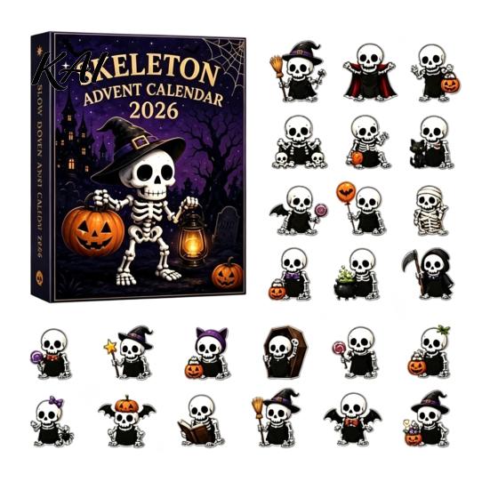 24 Day Countdown Box Halloween Ghost Advent Calendar, with Kids Board Game Accessories Figurines, Spooky Collectible Toy Set for Kids, Party