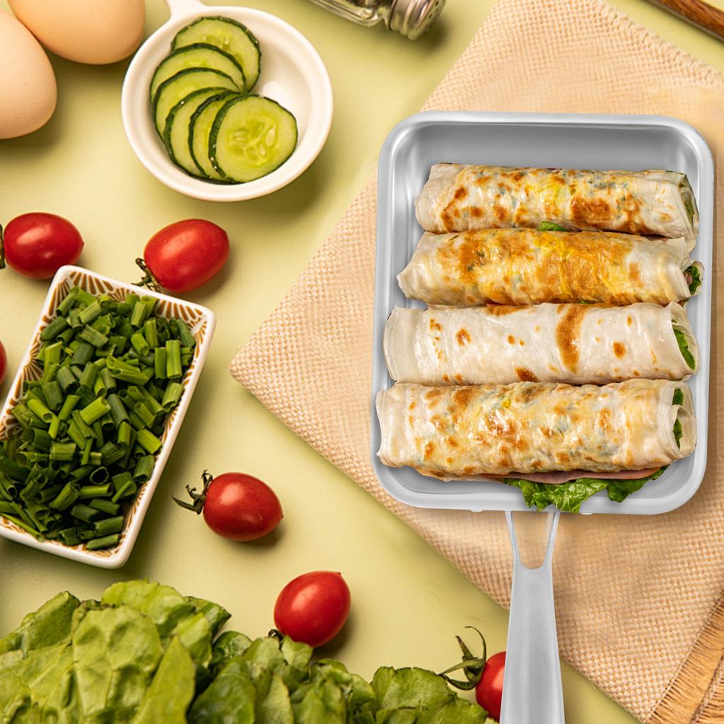 Tamagoyaki Pan Stainless Steel Japanese Omelette Pan with Handle Multifunctional Rectangle Egg Roll Pan for Kitchen Breakfast