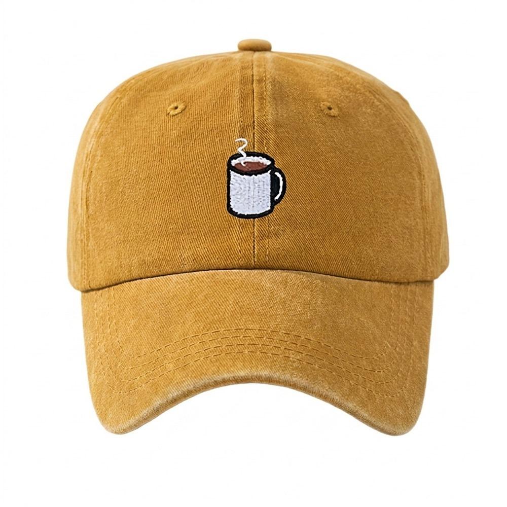 Embroidered Coffee Cup Baseball Cap Hip Hop Sun Hat Retro Distressed Baseball Cap  Unisex