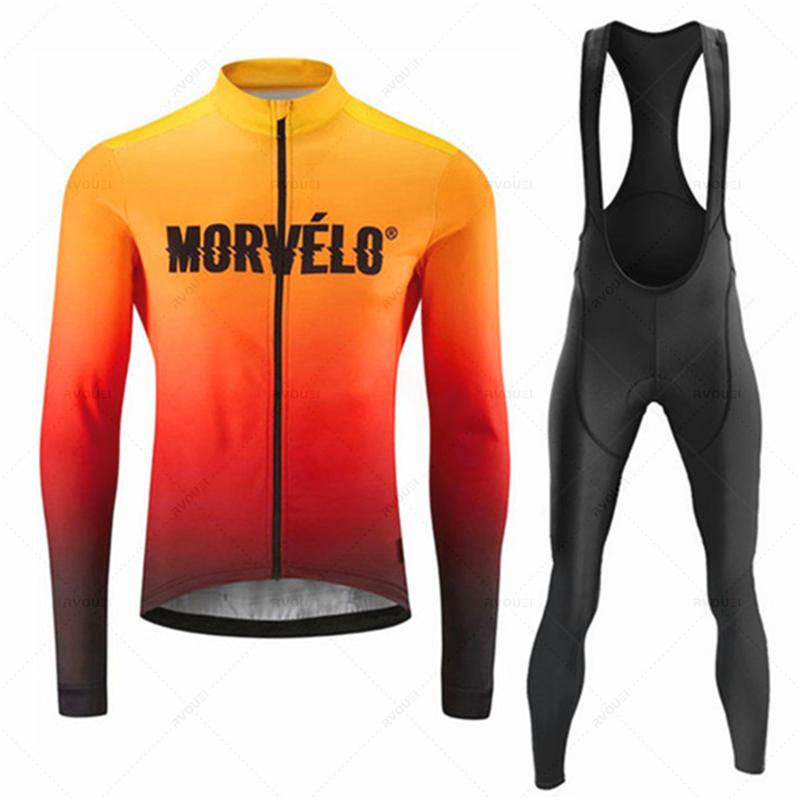 Азия 3XL (ЕС XXL)Morvelo Осенний Комплект Джерси Мужской С Длинным Рукавом Велосипедная Одежда Форма Майка Одежда Для Велоспорта Спортивные Велосипедные Велосипедные Штаны