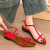 Fashion 2025 New Brand Women Sandal Fashion Narrow Band Flat Heel Ladies Gladiator Shoes Pointed Toe Ankle Buckle Zapatos Muje