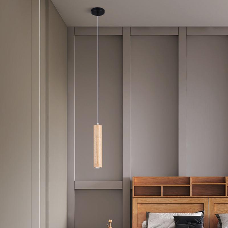 Modern Wood LED Pendant Lights Dining Room Hangingamp Bedroom Lamp Restaurant Rubber Wood Indoor Decor Suspension Lighting