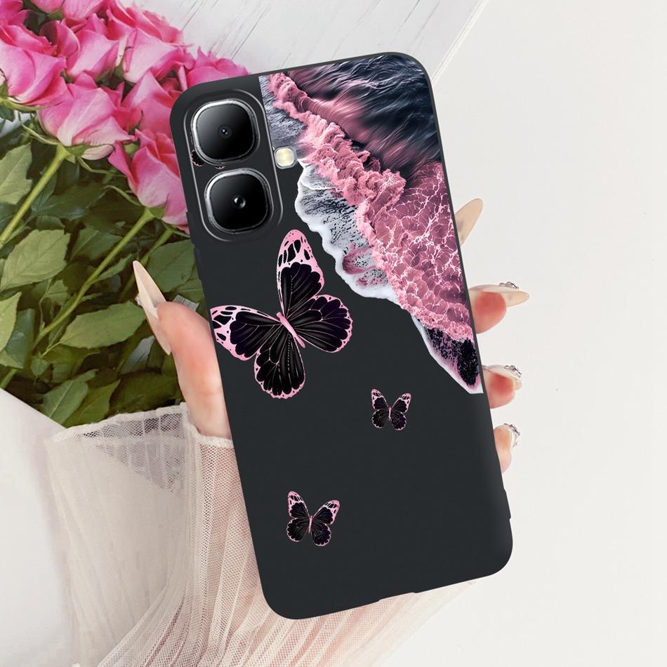 For Infinix Smart 20 X6840 X6840B Cute Flower Butterfly Cat Painted Case For Infinix Smart20 Black Silicone Soft Phone Cases