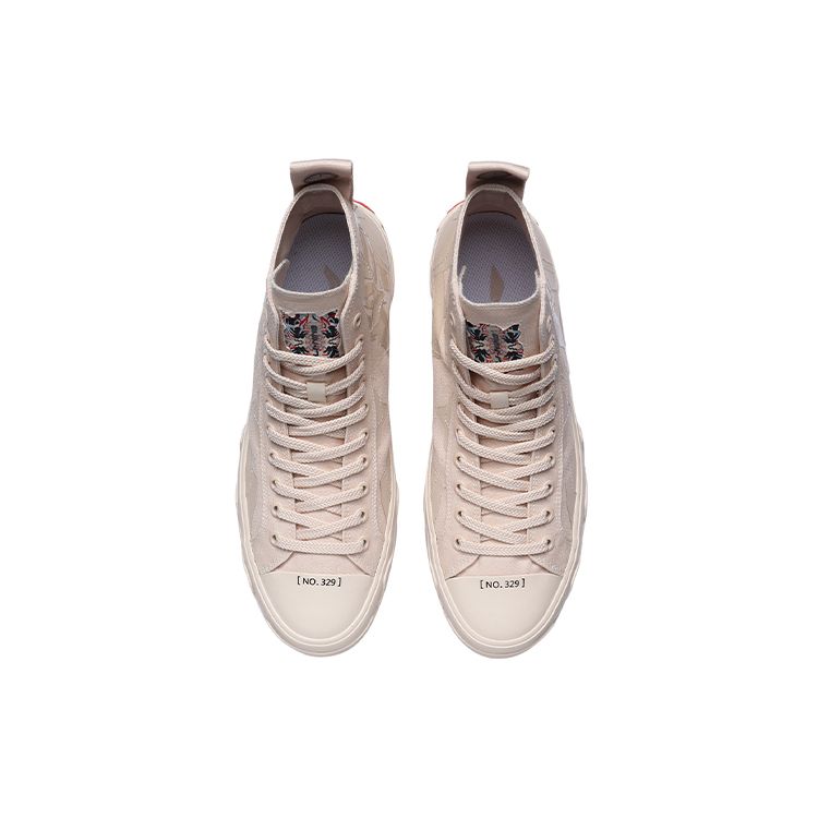 Li Ning CF Повседневные высокие кроссовки для скейтбординга Унисекс Кроссовки струящиеся-песочно-желтые AGCR173-1