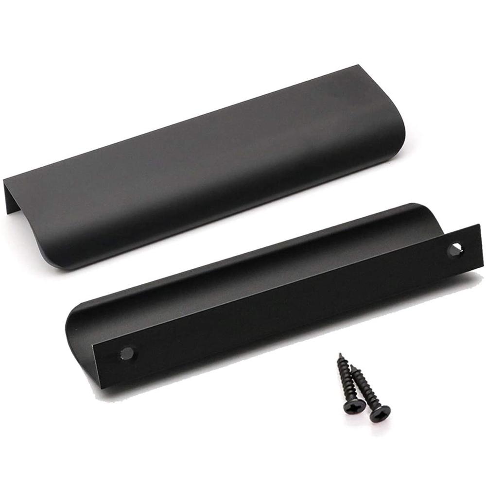 Xiaomi 4Pcs Hidden Furniture Drawer Handles Kitchen Cabinet Door Black Handles Aluminum Alloy Modern Finger Edge Wardrobe Pulls