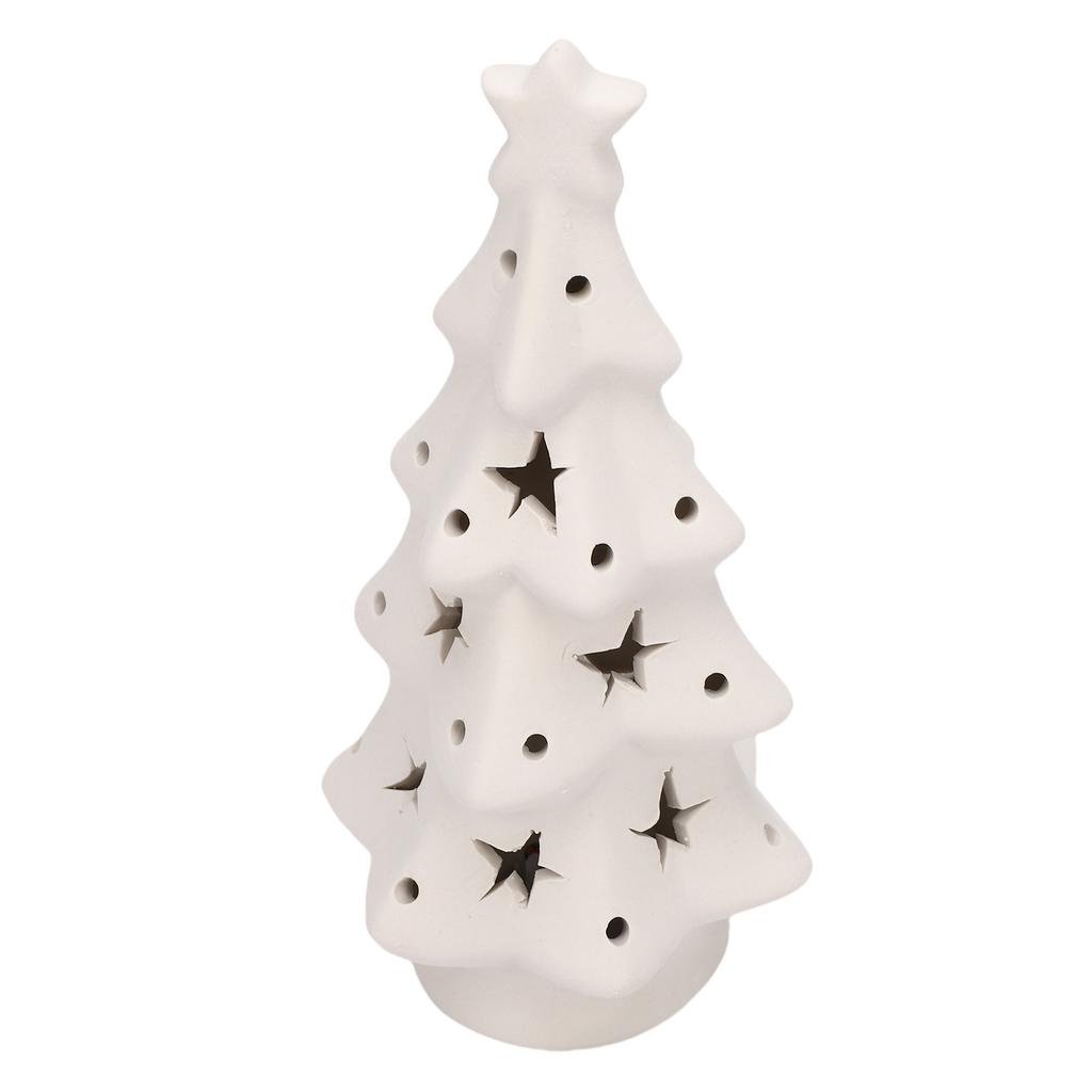 Light Up Ceramic Xmas Tree Lighted Xmas Tree Figurine Battery Operated for Home Tabletop Holiday Decoration