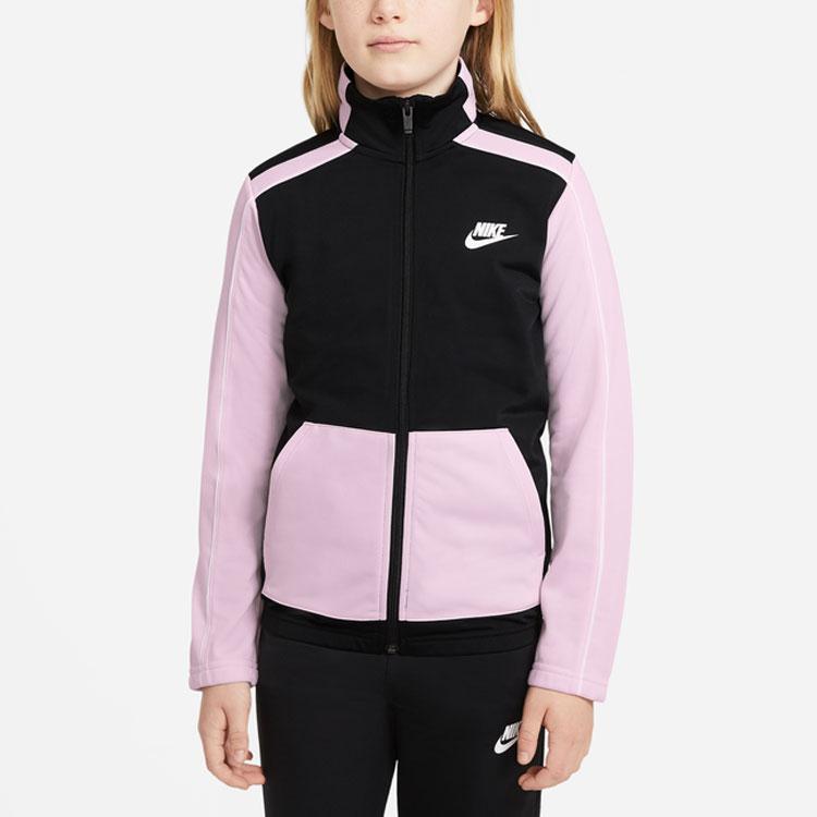 Nike Повседневный спортивный костюм с цветными надписями Детский костюм розовый черный DH9661-011