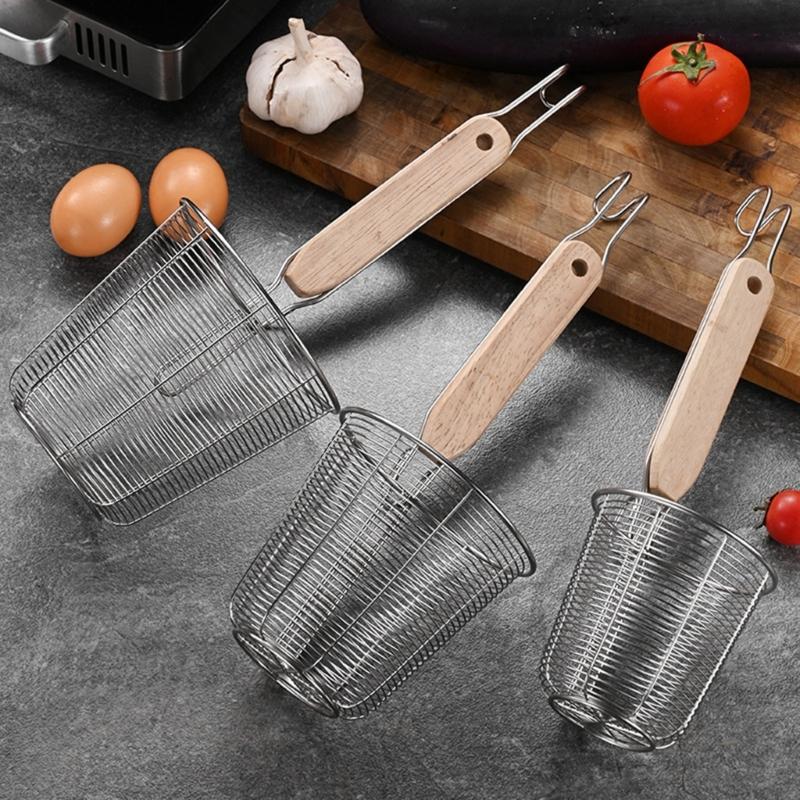 Multifuntional 201Stainless Steel Food Strainer Basket with Ergonomic Handle Suitable for Steaming and Blanching