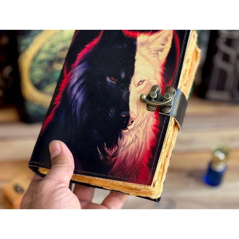 Wolf Embossed Handmade Leather Bound Journal Writing Notebook Diary Notepads for Men & Women Blank Antique Paper Poetry Book Crismas Gift
