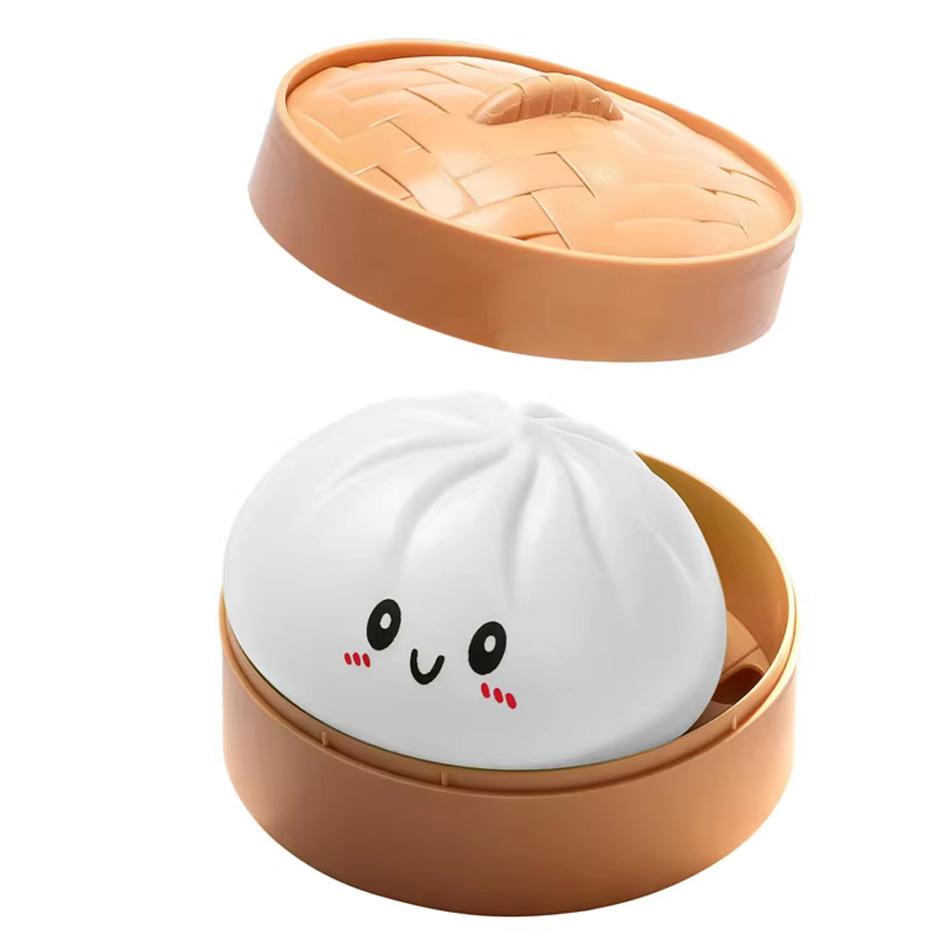 Colorful Dumpling squishies Stress Balls Stress Relief Tactile Toys Simulation Food with Steamer Squeeze Dough Ball for Anxiety Relief