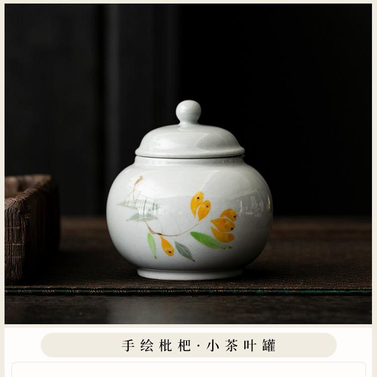 Hand-painted persimmon tea can sealed tea storage tea can portable small ceramic tea can mini moisture-proof can