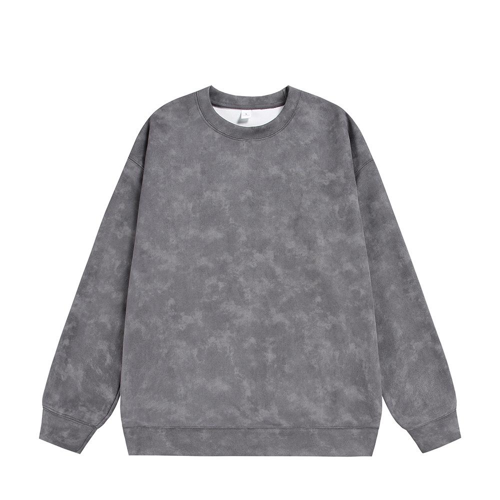 Мужская осенняя повседневная толстовка-куртка с капюшоном, тяжелый вес 360 г, tie-dye, замша, флис, круглый вырез