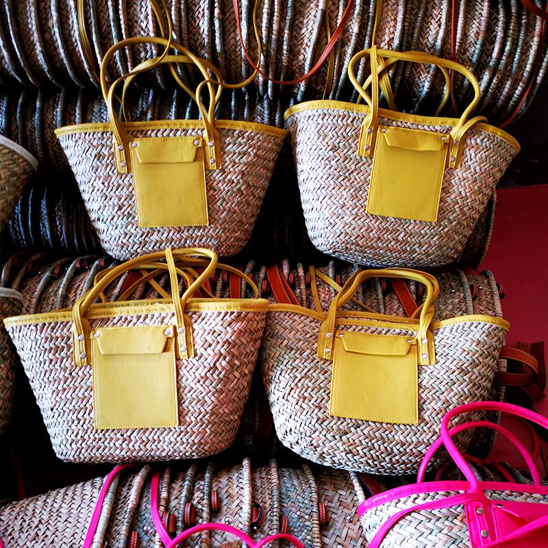 Laizhou Straw Woven Open Tote Bag - Women's Handbag & Shoulder Bag