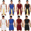 Halloween Theme Party Masquerade Ball Knight Costume Cosplay Men Ancient Egypt Greek Rome Role-Playing Outfits Dress with Cuffs