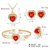 Модные комплекты ювелирных изделий Love Heart для женщин, хрустальные подвески, костюмы, свадебные комплекты, золотая цепочка, ожерелье, браслет, серьги, кольцо