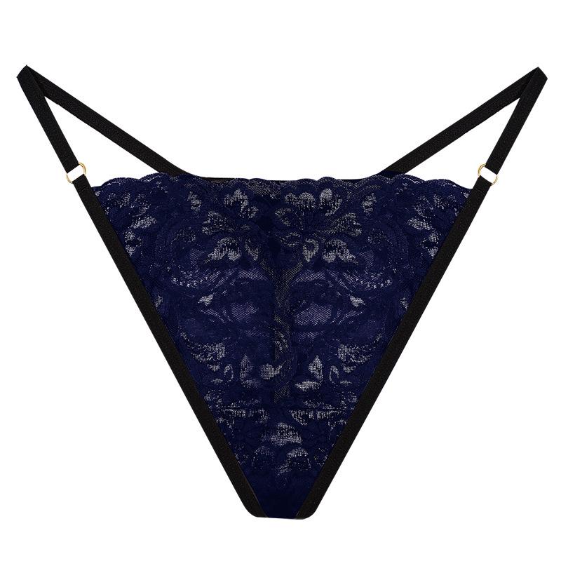 Women's Lace Thong: Low Waist, Hip Lift, High Cut, Metal Detail, Thin Strap, Sexy T-Pants