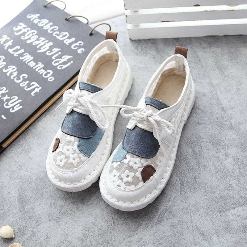 Ретро фея вышитые кружевные сетчатые сандалии женские с круглым носком весенне-летние туфли на плоской подошве с полой сеткой