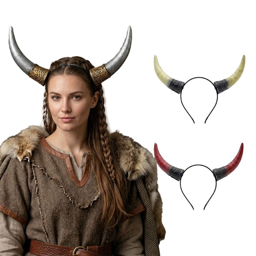 Pu Cosplay Hairband Ox Horn Halloween Hair Hoop Halloween Horns Headband Masquerade Party