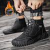 Классические зимние мужские ботинки из натуральной кожи, плюшевые теплые мужские зимние сапоги, непромокаемые уличные мужские рабочие ботинки в римском стиле, мужские мотоциклетные ботинки