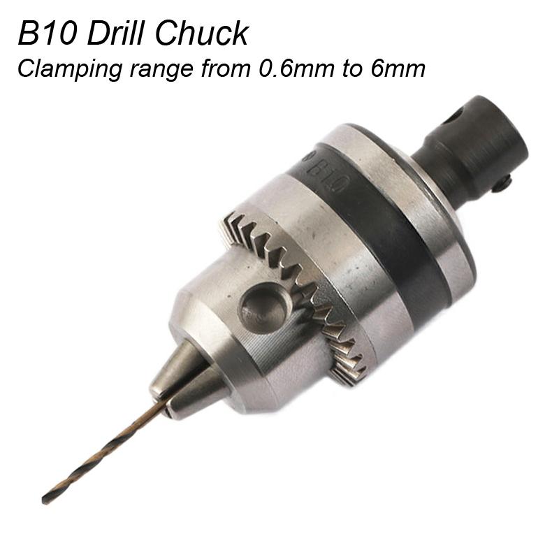 Mini Electric Drill Chuck Threaded Clamp 0.6mm-6mm B10 Mount Taper Connector Rod Motor Shaft with Adapter Key Wrench Power Tool