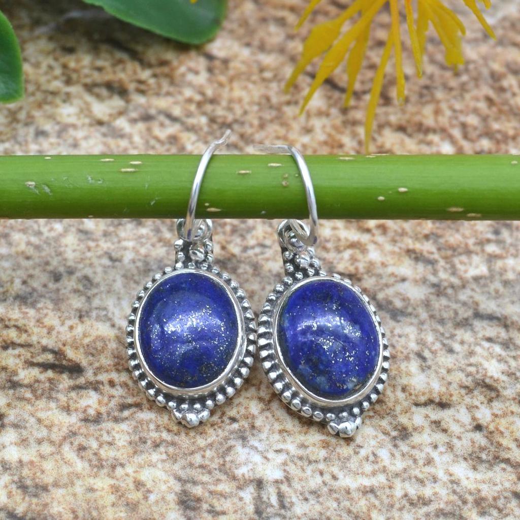 Лазурит драгоценный камень серьги ручной работы стерлингового серебра 925 женщин ювелирные изделия мотаться серьги