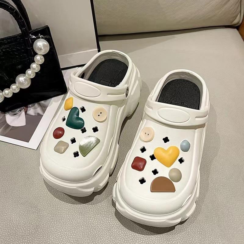 Super thick sweating dog hole shoes women's 2 platform beach shoes to increase the height and cool slippers to wear outside
