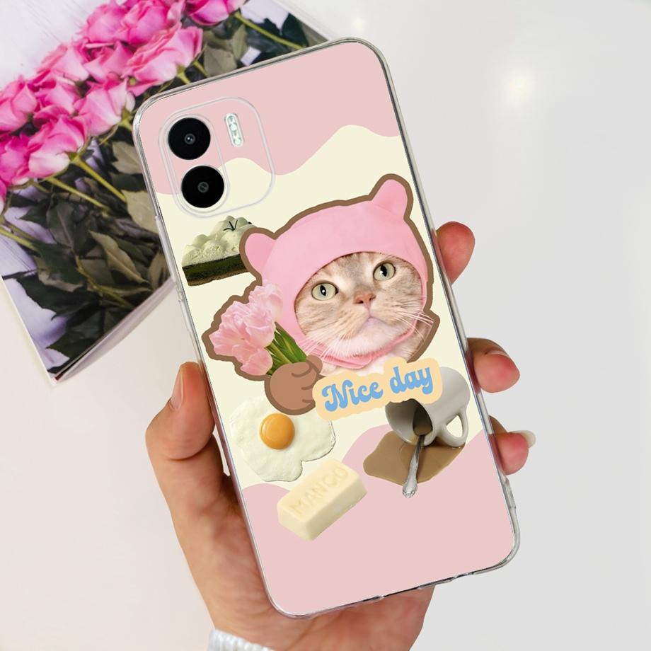Чехол для телефона Xiaomi Redmi A1 A1+ A2 A2+ A3 Задняя крышка Redmi A1 A2 Plus Мягкий ТПУ Прозрачный Силиконовый Бампер Цветок Бабочка