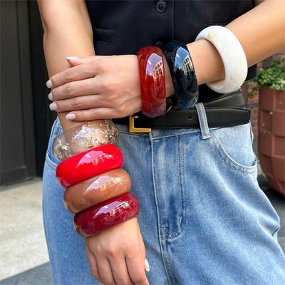 Блестящее прозрачное кольцо на руку с размытым дизайном, широкий браслет, неправильный браслет, женские украшения