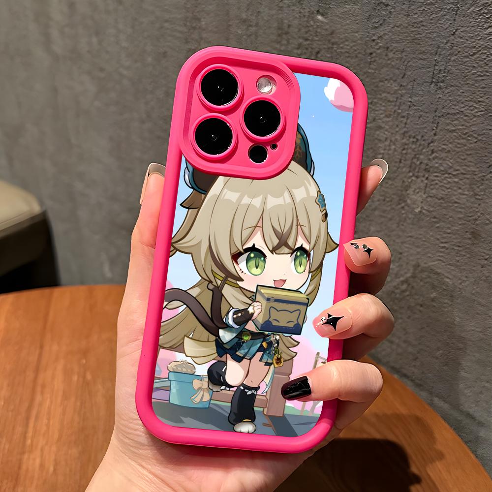 Игровой чехол GI Kirara для мобильного телефона iPhone 17 16 15 14 13 12 11 Air Pro Max Plus Утолщенный ТПУ Цветной Чехол Красивый Роскошный