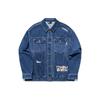Li Ning Solid Color Multi Pocket Loose Wash Denim Jacket Men Jacket Dark-Denim-Blue Denim-Blue AJDT537-1