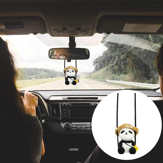 Car Rearview Mirror Pendant Realistic Decorate 3D Effect Clear Texture Auto Interior Panda Birthday Present