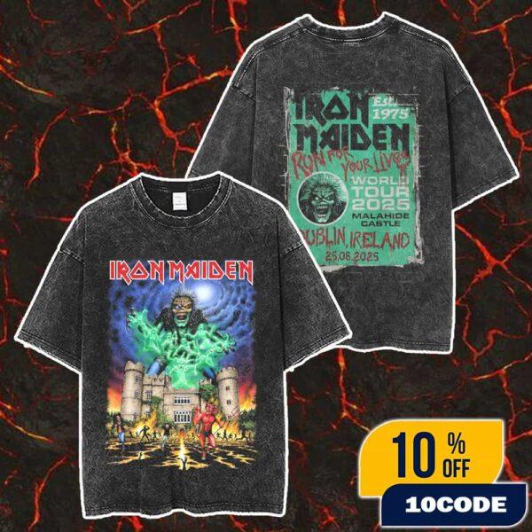 Футболка Iron Maiden Run for Your Lives World Tour Событие Постиранная Оверсайз Y2k Короткий Рукав Мужская Женская Унисекс Футболка Уличная Одежда