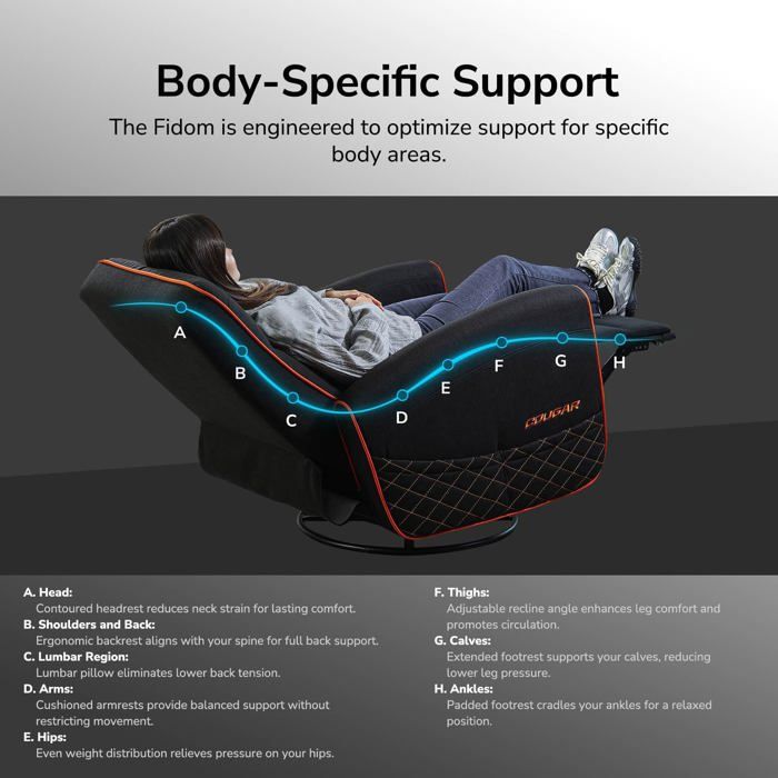 Игровое кресло - COUGAR - Fidom - Наклоняемое - Вращающееся - Поясничная поддержка