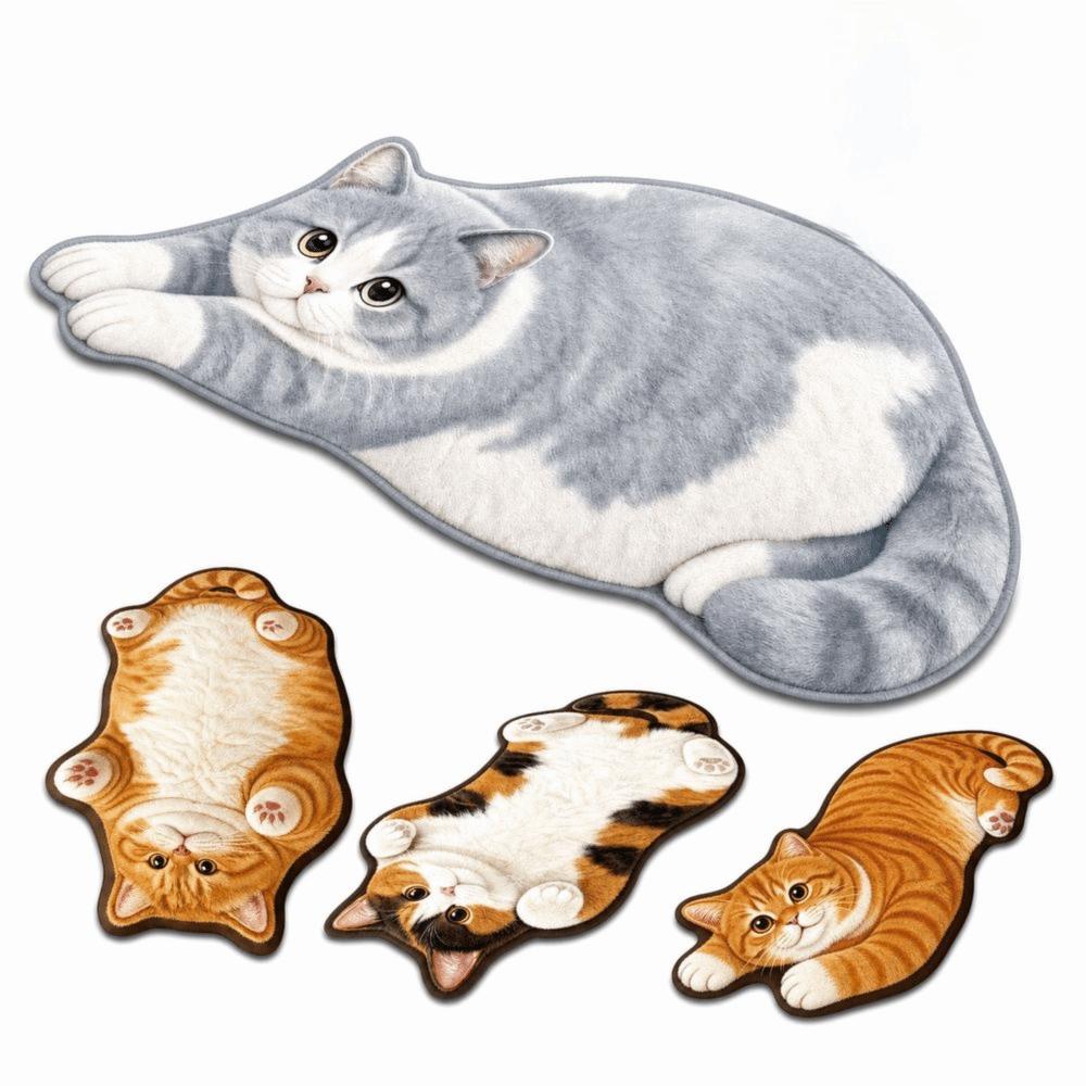 Decorative Rug Cat Shaped Rug Cat Pattern Cat Floor Mat Cute Animal Door Mat Living Room Decor