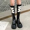 Fashion Platform Women Shoes Chelsea High Boots Fashion Punk Leather Motorcycle Boots Winter 2025 New Non Slip Chunky Goth Botas Mujer