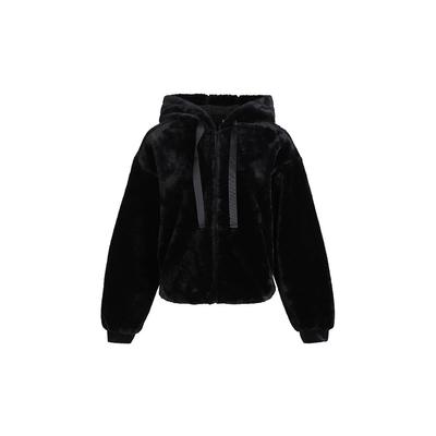 Стильная ветрозащитная теплая повседневная куртка с меховым капюшоном, женская верхняя одежда, черный GM1468